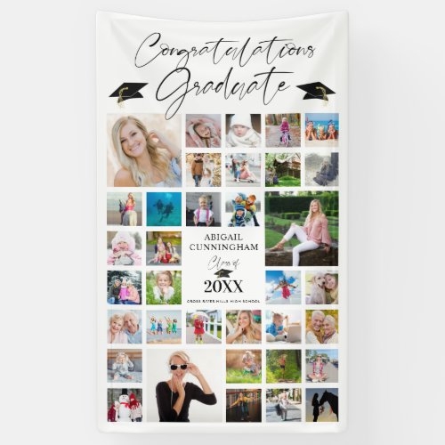 Congrats Grad 35 Photo Collage Script Personalized Banner