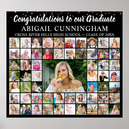 Congrats Grad 59 Photo Collage Confetti Your Color Poster
