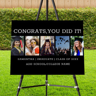 Congrats Grad 5 Photo 2026 Graduation Black  Foam Board