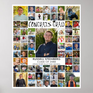 Congrats Grad 66 Photo Collage Custom Color Poster