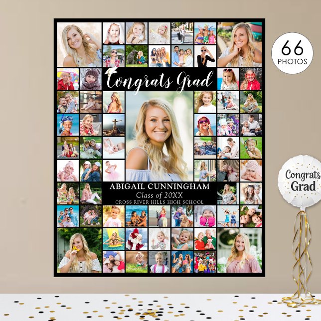 Congrats Grad 66 Photo Collage Custom Color Poster (Creator Uploaded)