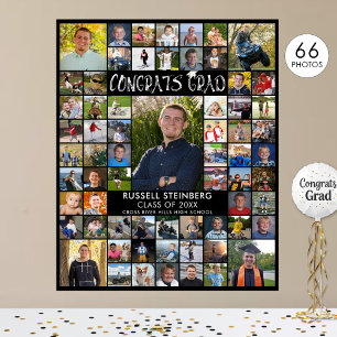 Congrats Grad 66 Photo Collage Custom Color Poster
