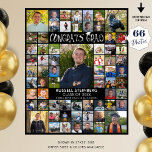 Congrats Grad 66 Photo Collage Custom Color Poster<br><div class="desc">Congratulate your graduate and create a photo memory display poster print for their graduation party utilizing this easy-to-create photo collage with 66 pictures through the years. The design features the title CONGRATS GRAD in a modern hand lettered brush stroke calligraphy typography accented with graduation cap and your custom text in...</div>