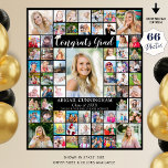 Congrats Grad 66 Photo Collage Custom Color Poster<br><div class="desc">Congratulate your graduate and create a photo memory display poster print for their graduation party utilizing this easy-to-create photo collage with 66 pictures through the years. The design features all customizable text in white in your choice of background color (shown in black) you can change to a school color or...</div>