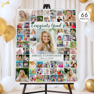 Congrats Grad 66 Photo Collage Green White Foam Board