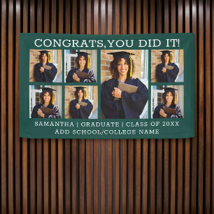 Congrats Grad 7 Photo Collage Graduation 2026 Banner