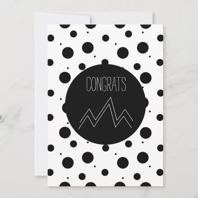 Congrats Grad Abstract Monochrome Dots Mountain Card (Front)