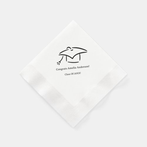 Congrats Grad, Black and white Graduation Party Napkins