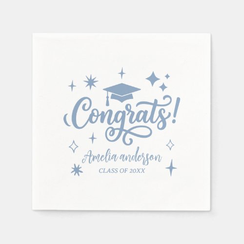 Congrats Grad, Black and white Graduation Party Napkins