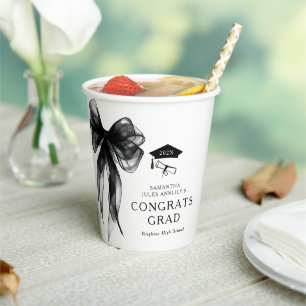 Congrats Grad Black Bow Graduation Party Paper Cups