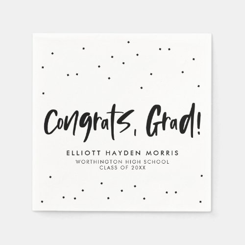 Congrats grad black confetti graduation napkins