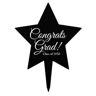 Congrats Grad black custom class year elegant Cake Topper