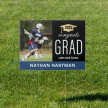 Congrats Grad Black & Dark Blue Graduation