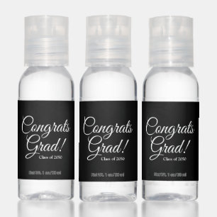 Congrats grad black elegant script class year hand sanitizer