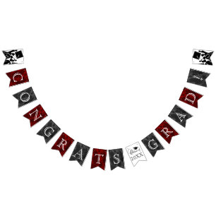 Congrats Grad - Black & Red Marble Bunting Flags