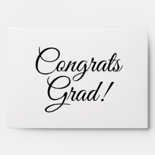 Congrats grad black script modern simple elegant envelope