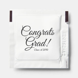 Congrats grad black white custom script class year hand sanitizer packet