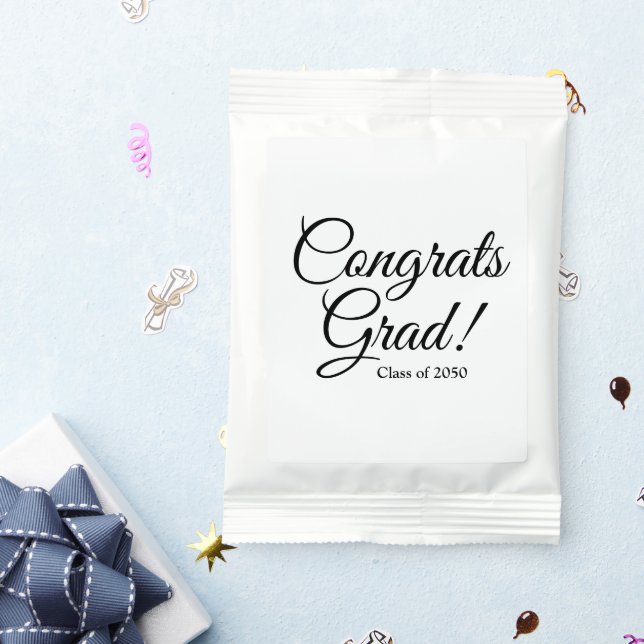 Congrats grad black white custom script class year lemonade drink mix (Packets)