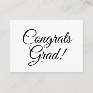 Congrats grad black white custom script text enclosure card