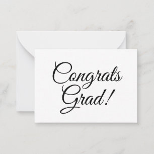 Congrats grad black white custom script text note card