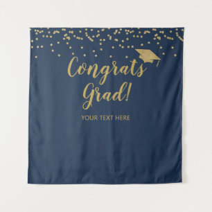 Congrats grad blue and gold Backdrop banner
