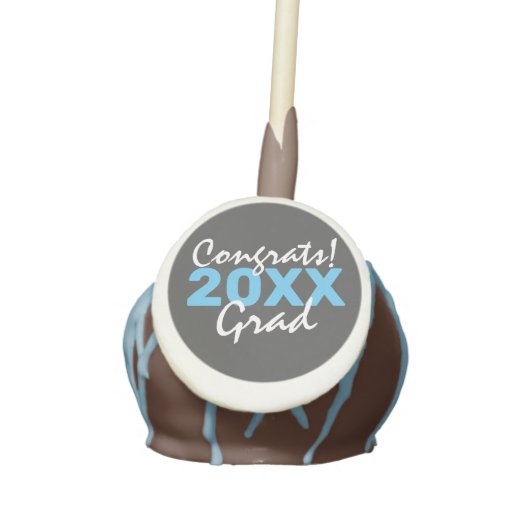 Congrats! Grad Blue and White Graduation Cake Pops (Front)