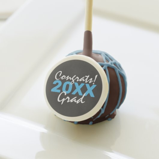 Congrats! Grad Blue and White Graduation Cake Pops (Front Insitu)
