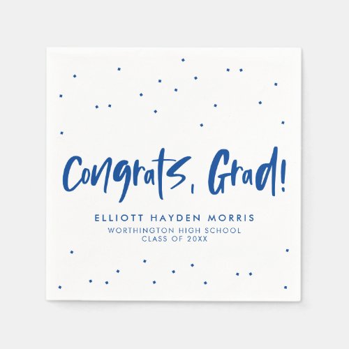 Congrats grad blue confetti graduation napkins