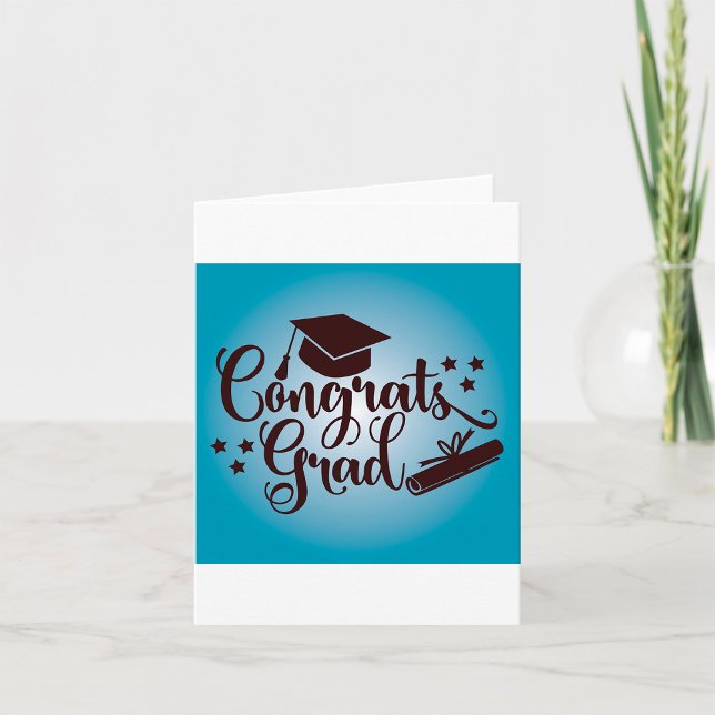 Congrats Grad Blue Graduation Celebration Card (Creator Uploaded)