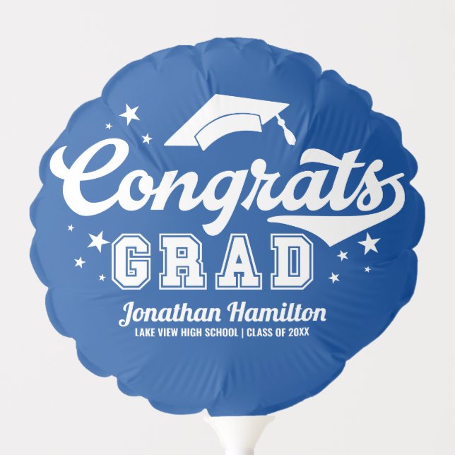 Congrats Grad Blue Graduation Party Balloon (Front)