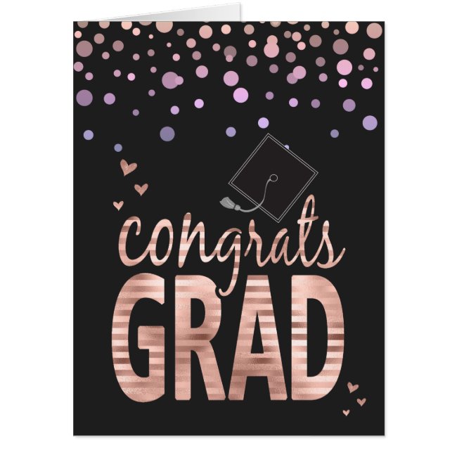 Congrats Grad Blush Rose Faux Foil Card