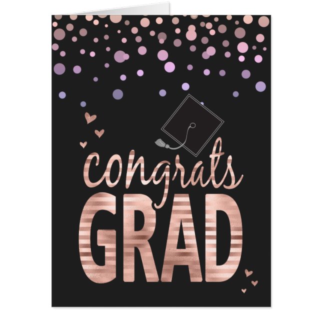 Congrats Grad Blush Rose Faux Foil Card (Front)