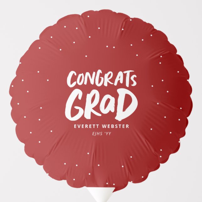 Congrats grad bold red one photo graduation balloon (Front)