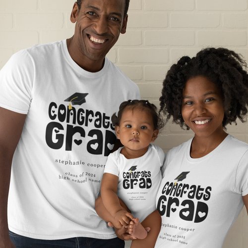 Congrats Grad Bold Text Name 2024 Graduation T_Shirt