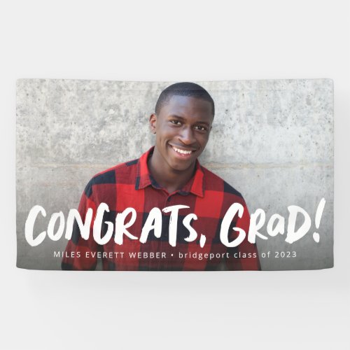 Congrats grad bold trendy one photo graduation banner
