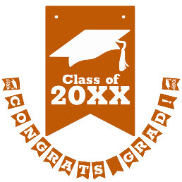Congrats Grad Burnt Orange and White Bunting Flags