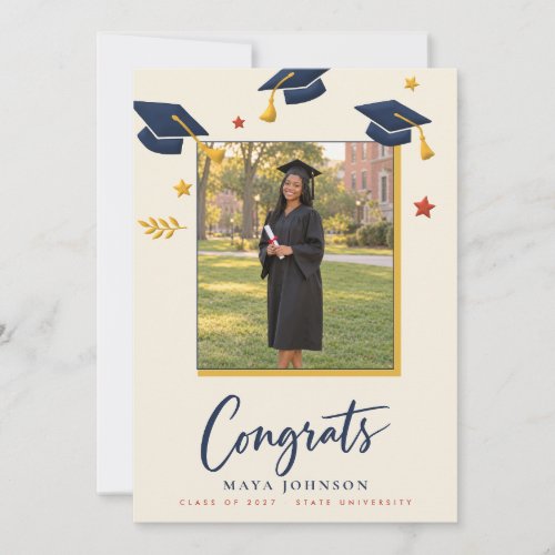 Congrats Grad Caps Photo Graduation Announcement