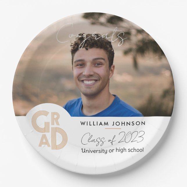 Congrats Grad Class of 2023 Paper Plates (Front)