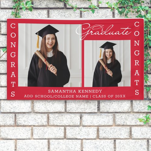 Congrats Grad Class Of 2023 Red 2 Photo Collage Banner