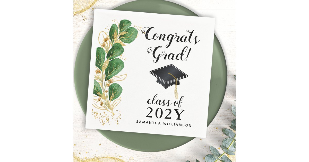 Congrats Grad Class of 2025 Elegant Graduation Napkins | Zazzle