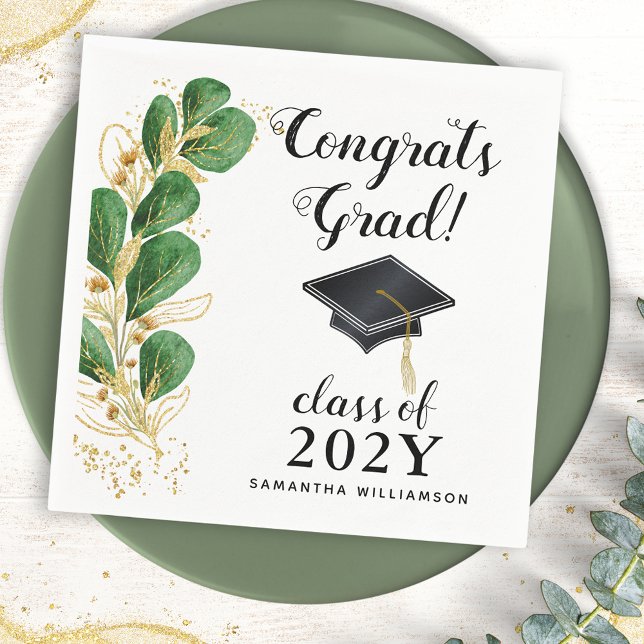 Congrats Grad Class of 2025 Elegant Graduation Napkins (Creator Uploaded)