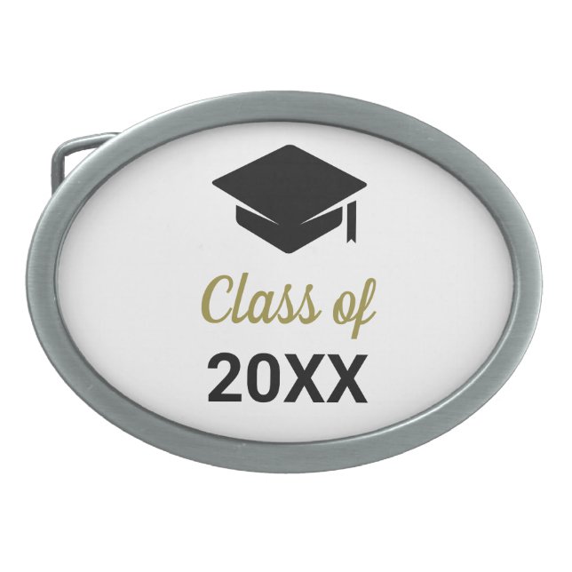 Congrats Grad Class Of Any Year Graduation Cap Belt Buckle (Front)