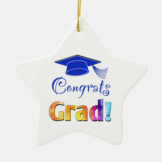 Congrats Grad Colors, Fun Ceramic Ornament (Front)