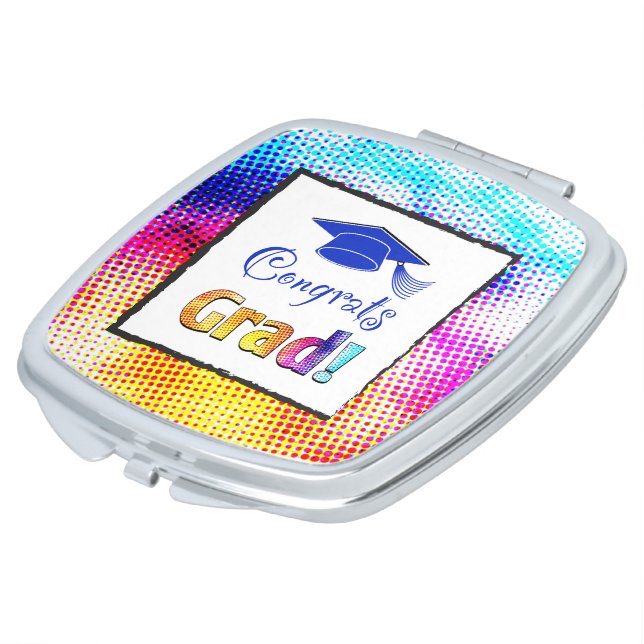 Congrats Grad Colors, Fun Compact Mirror (Turned)