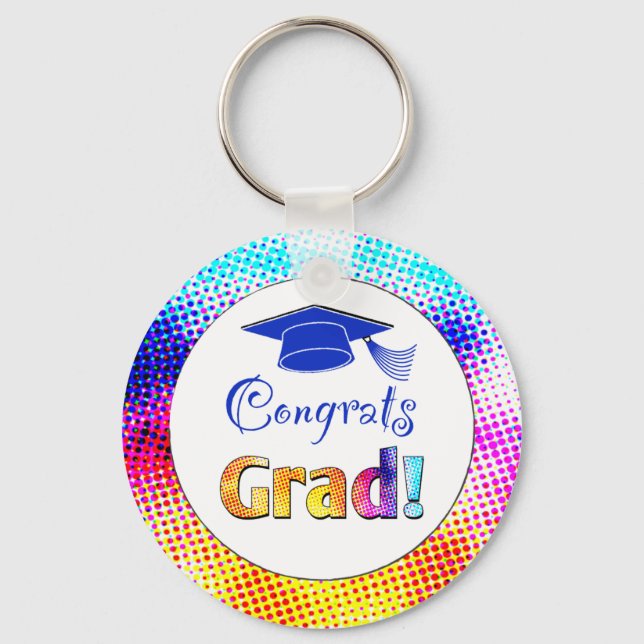 Congrats Grad Colors, Fun Keychain (Front)