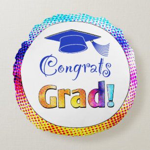Congrats Grad Colors, Fun Round Pillow