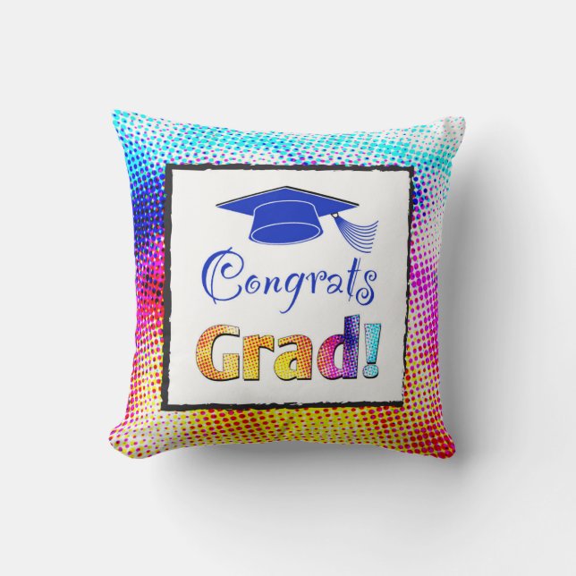 Congrats Grad Colors, Fun Throw Pillow (Front)
