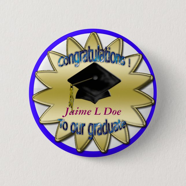 congrats grad commemorative pinback button (Front)