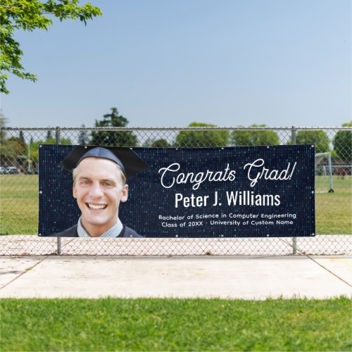 Congrats Grad Computer Binary Language Background Banner