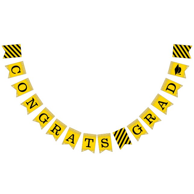 Congrats Grad Congratulations Yellow Black Bunting Flags (All)